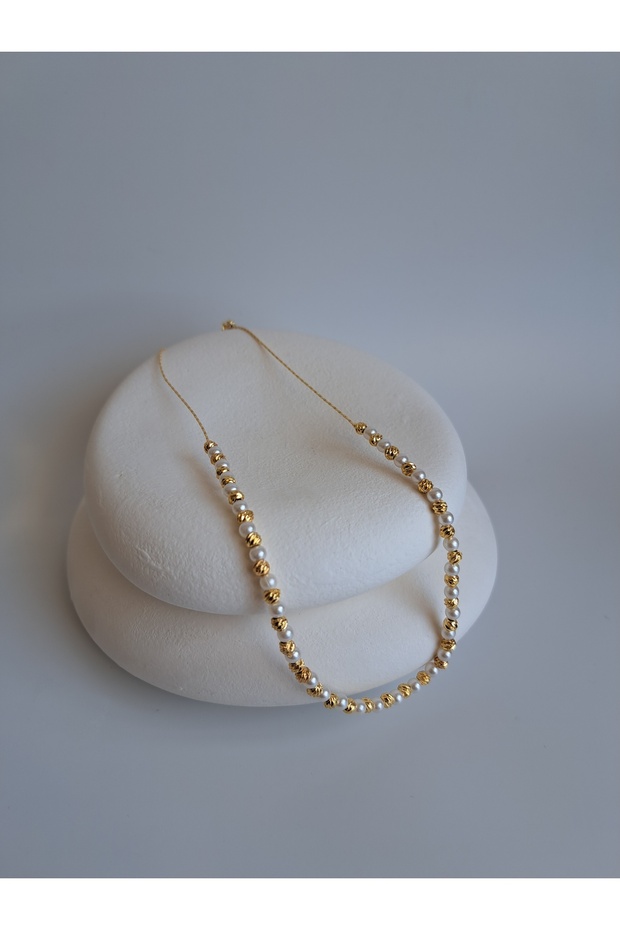 Gold Color Pearl Detailed Necklace
