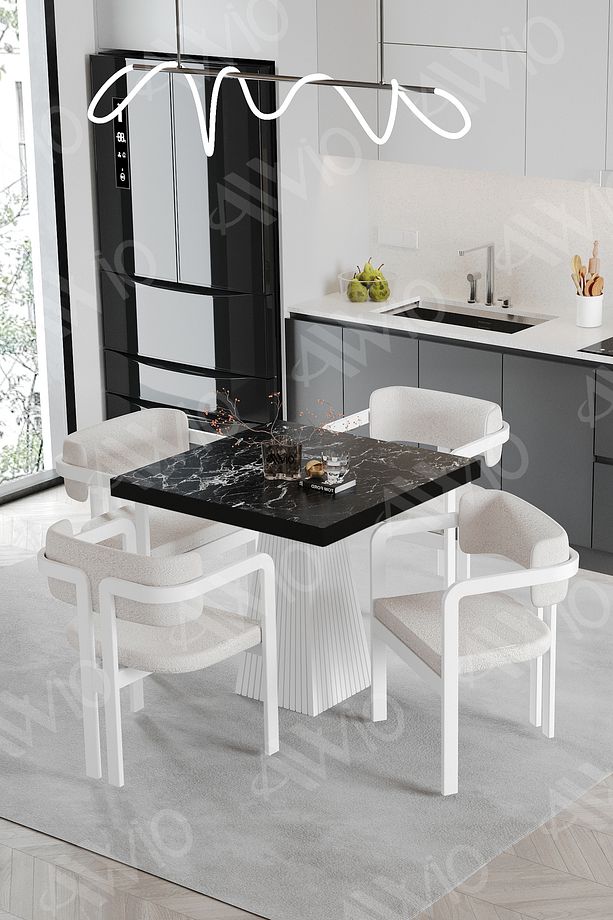 SOFİA Lake Mdf Ayak Tokyo Demonte Sandalye 80x80 Yemek Masası Mutfak Masası 4 Kişilik - 1