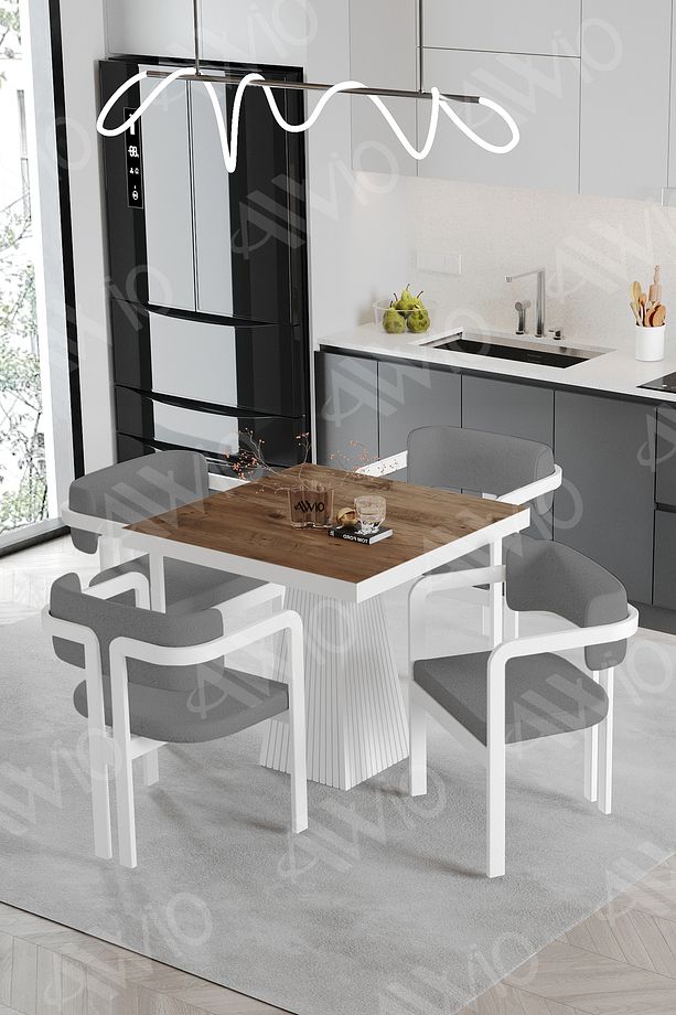 BİANCO Lake Mdf Ayak Tokyo Demonte Sandalye 80x80 Yemek Masası Mutfak Masası 4 Kişilik - 1