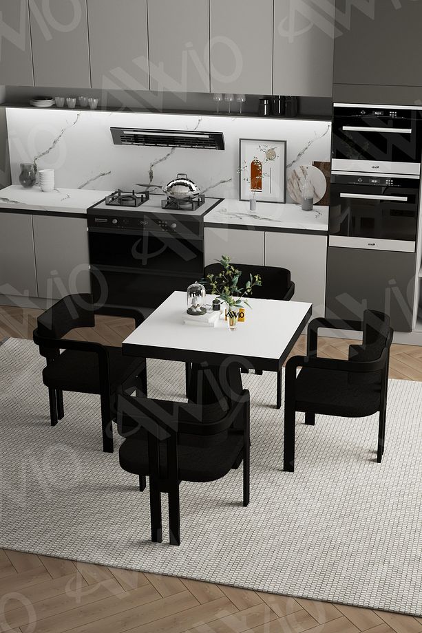 SİRİUS Lake Mdf Ayak Tokyo Demonte Sandalye 80x80 Yemek Masası Mutfak Masası 4 Kişilik - 5