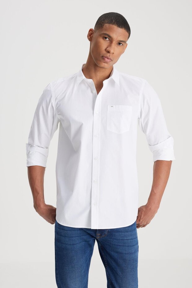 Regular Fit Regular Cut 100% Cotton White Shirt