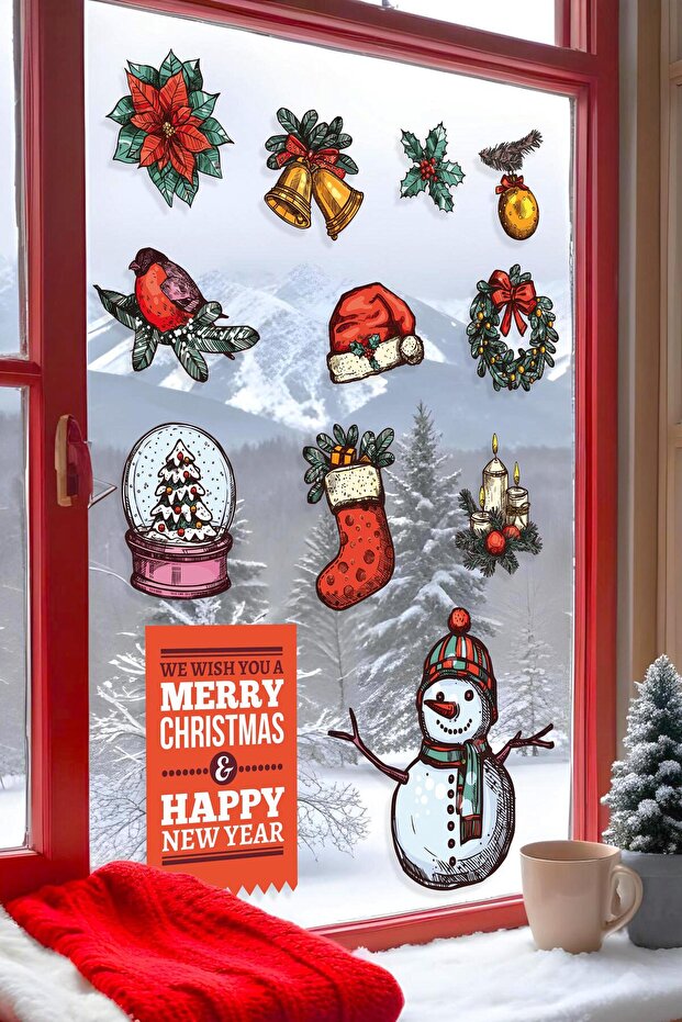 Christmas Wall Sticker, Christmas Ornament, Christmas Decor, Adhesive Wall Sticker, Christmas Decoration