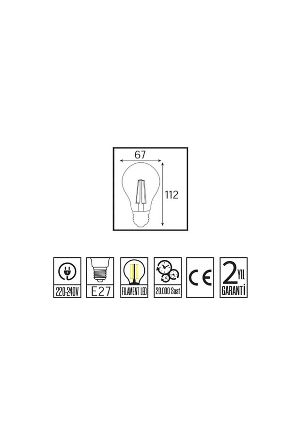 12W-101W Rustik Led Ampul Günışığı 1540 Lümen E27 Duylu Dekoratif Ampul Flamanlı - 3