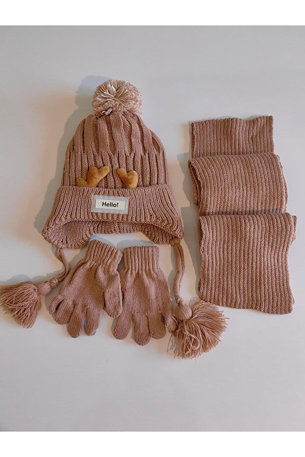 Ki̇tti̇ Boy's Scarf, Beret, Gloves 3-Piece Set 24160-12-016 1-4 Years