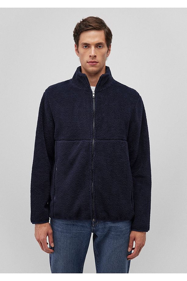 Fermuarlı Lacivert Sherpa Sweatshirt 0S10222-82318 - 2