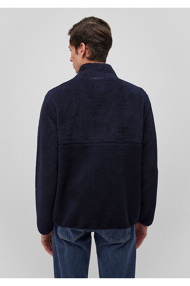 Fermuarlı Lacivert Sherpa Sweatshirt 0S10222-82318 - 3