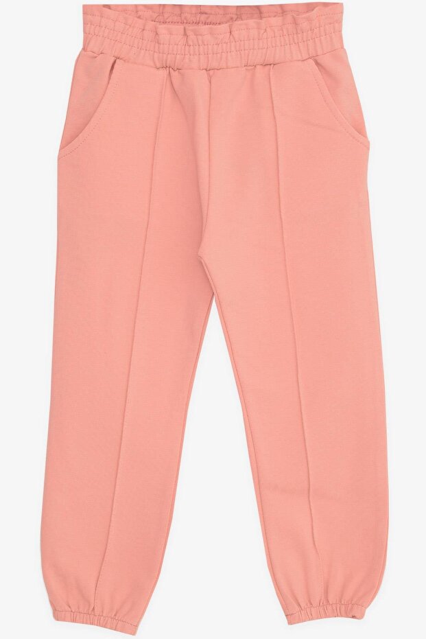 Girl's Sweatpants with Elastic Waist Pocket, Age 1-4, Salmon