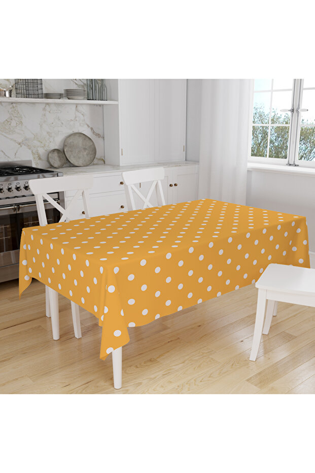 Yellow Circles Digital Printed Tablecloth