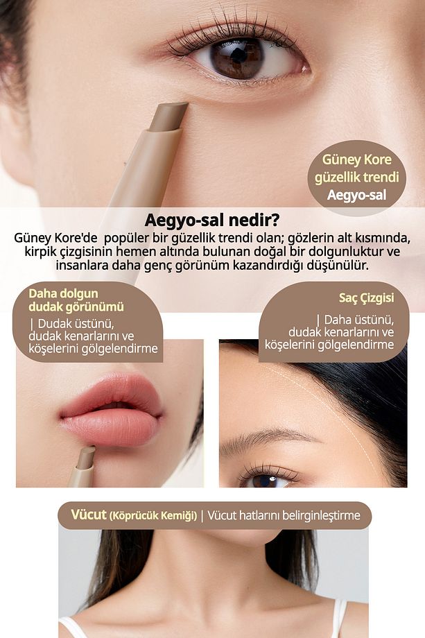 Pratik Uygulanan Çift Taraflı Kontür Stick PERIPERA V Shading Blending Stick (001 Natural Brown) - 5