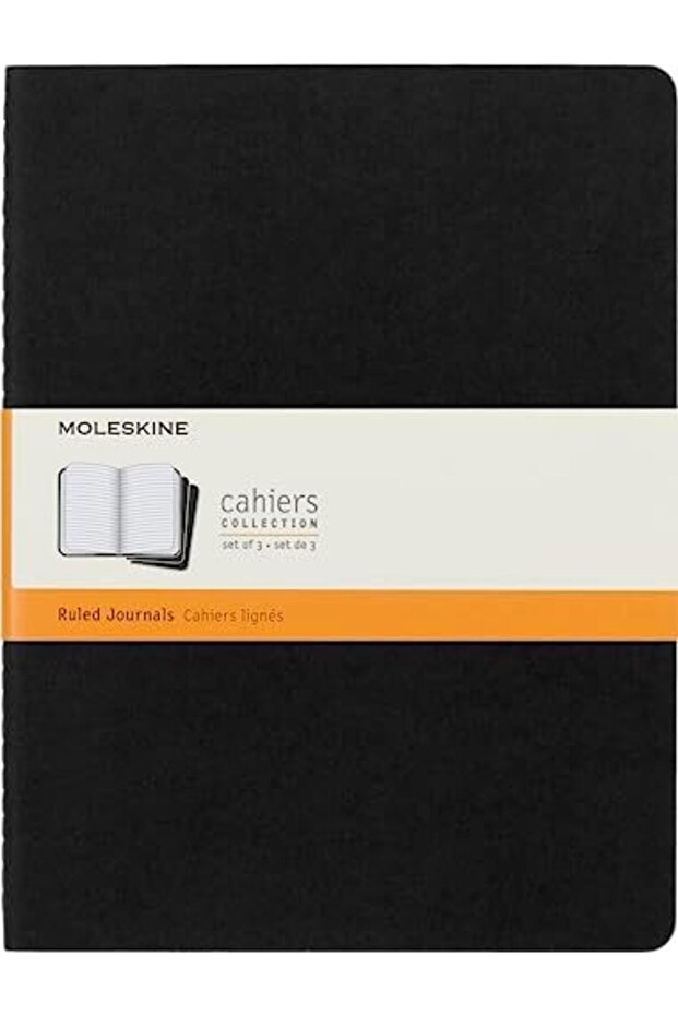 Ruled Cahier Xl - Black Cover (3 Set)