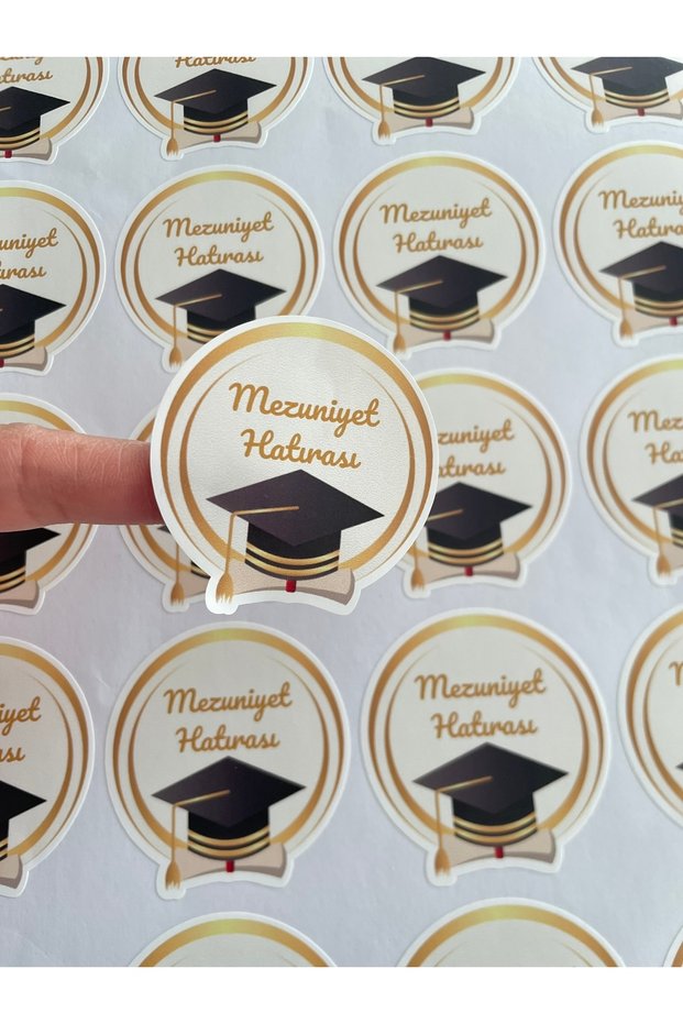 Graduation Souvenir Written Special Cut Opaque Sticker 5 Cm. - 30 Pieces