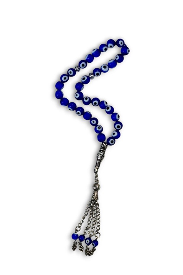 8 Mm. Glass Evil Eye Bead Rosary - Blue 109-1