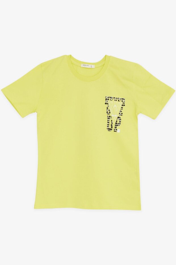 Girls & Boys Boy's T-Shirt with Text Printing, Age 8-14, Yellow