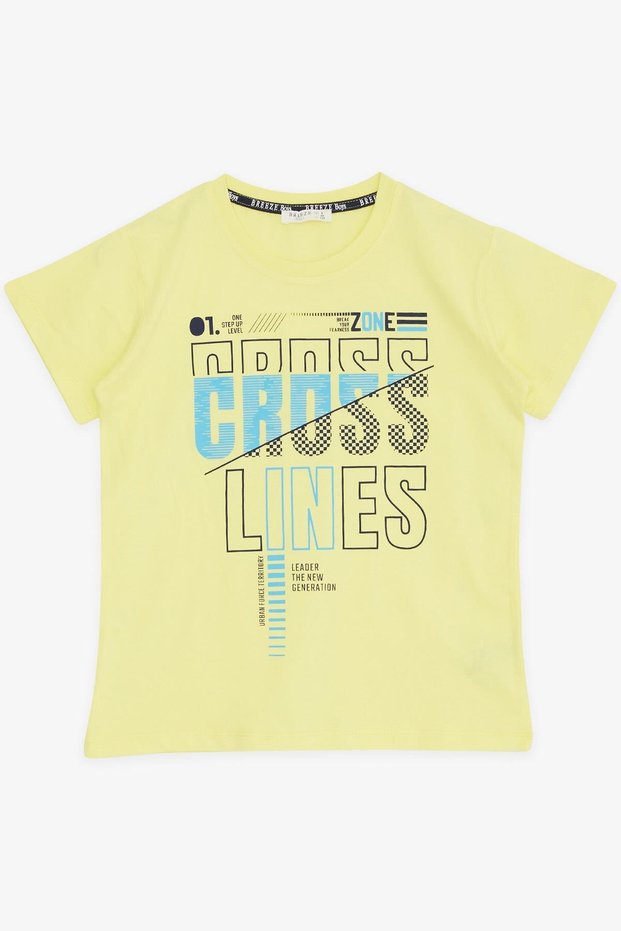 Girls & Boys Boy's T-Shirt with Text Printed, Ages 8-14, Neon Yellow