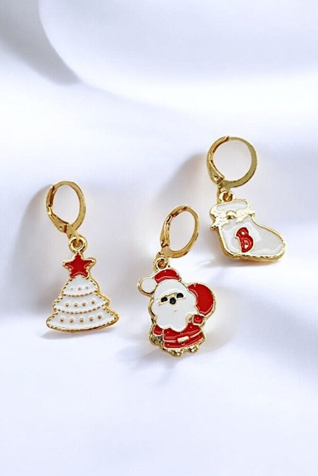 Set of 3 New Year Christmas Themed Earrings