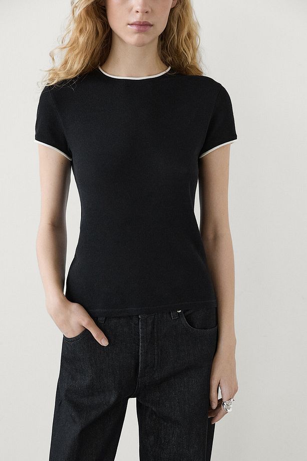 İnce kontrast t-shirt - 4
