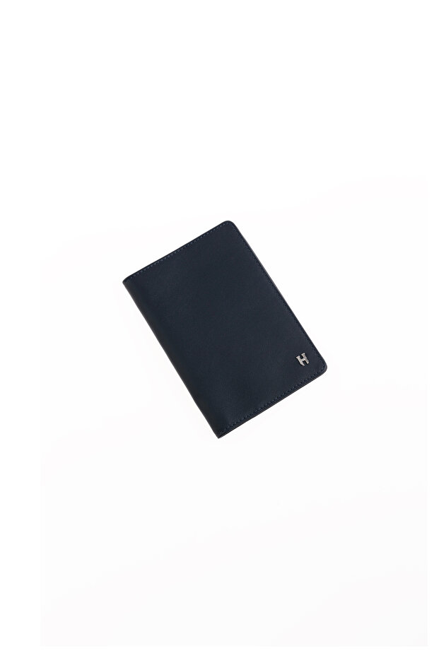 Milton Genuine Leather Navy Blue Unisex Leather Handcrafted Rfid Protection Passport Cover