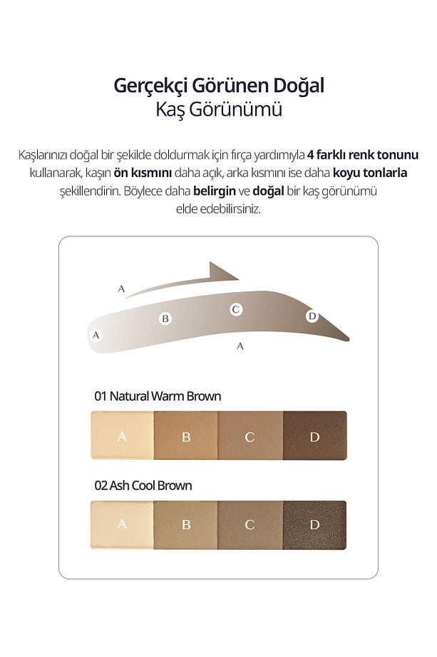 Soğuk Alt Tonlu Kaş Farı Paleti CLIO Kill Brow Shaping Powder Brow (02 Ash Cool Brown - 5