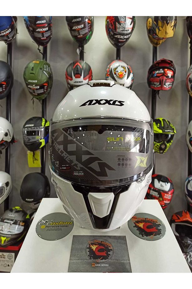 Gecko SV Parlak Beyaz Çene Açılır Kask - 4