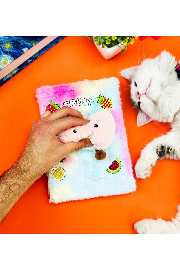 Cute Fruit Embossed Plush Notebook - 5