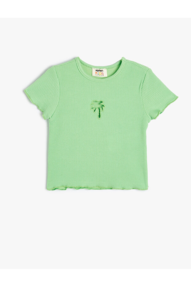 T-Shirt Short Sleeve Ribbed Crew Neck Palm Window Detail