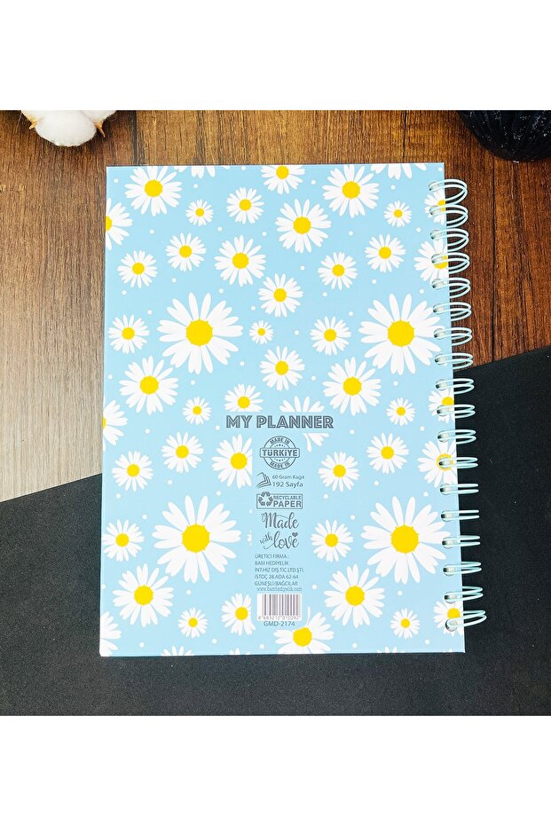 Blue Daisy Designed Lined Spiral Notebook - 4