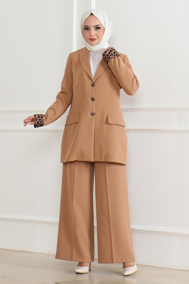 Tan Leopard Patterned Set - 19218 - 3