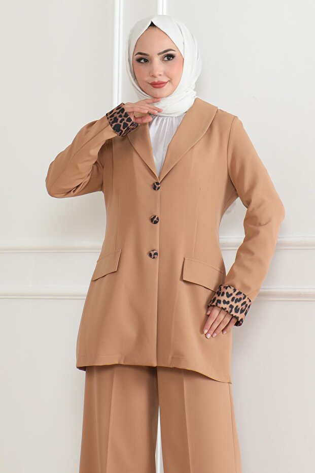 Tan Leopard Patterned Set - 19218 - 2