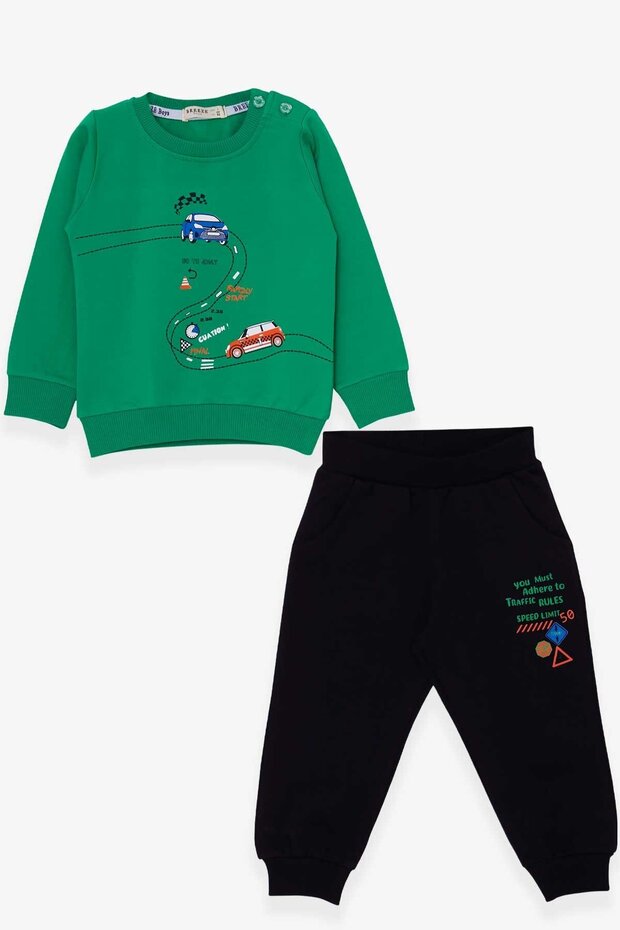 Baby Boy Tracksuit Set Racing Themed 9 Months-3 Years, Green