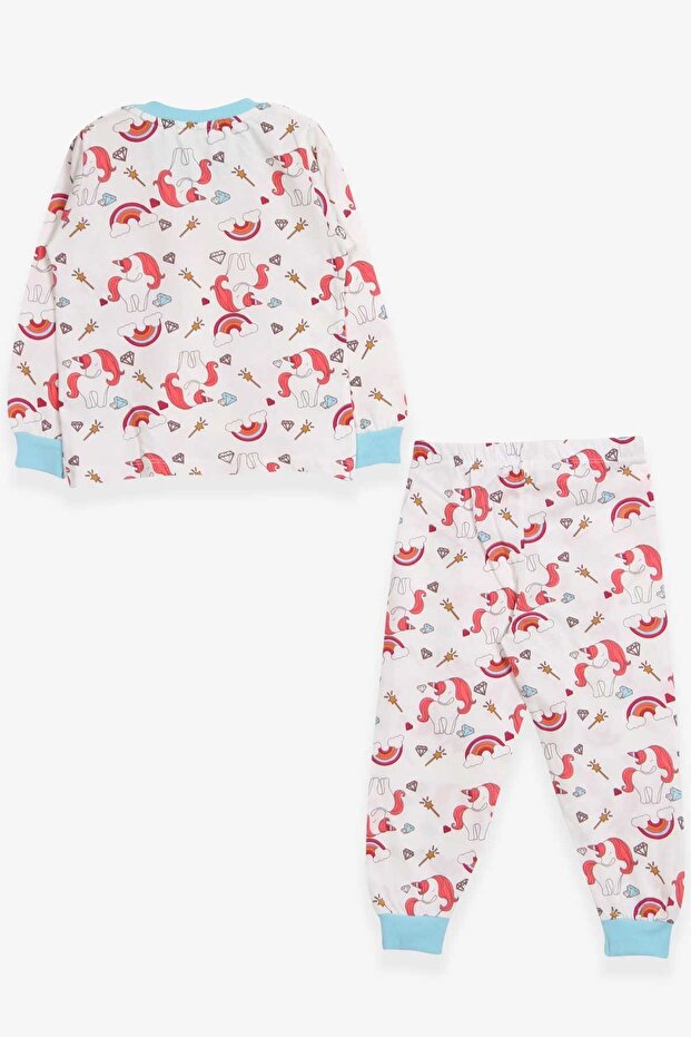 Kız Çocuk Pijama Takımı Unicorn Desenli 1.5-5 Yaş, Ekru - 2