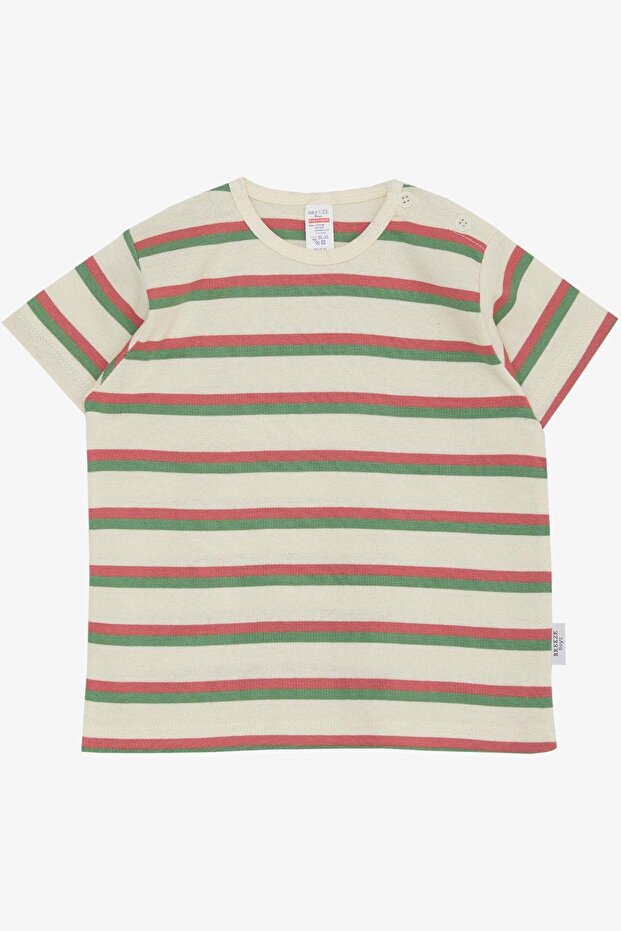 Boys' T-shirt with Stripes 1-4 Years, Cream