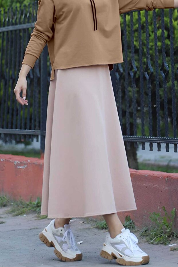 Women's Scuba Fabric Puff Flared Hijab Skirt