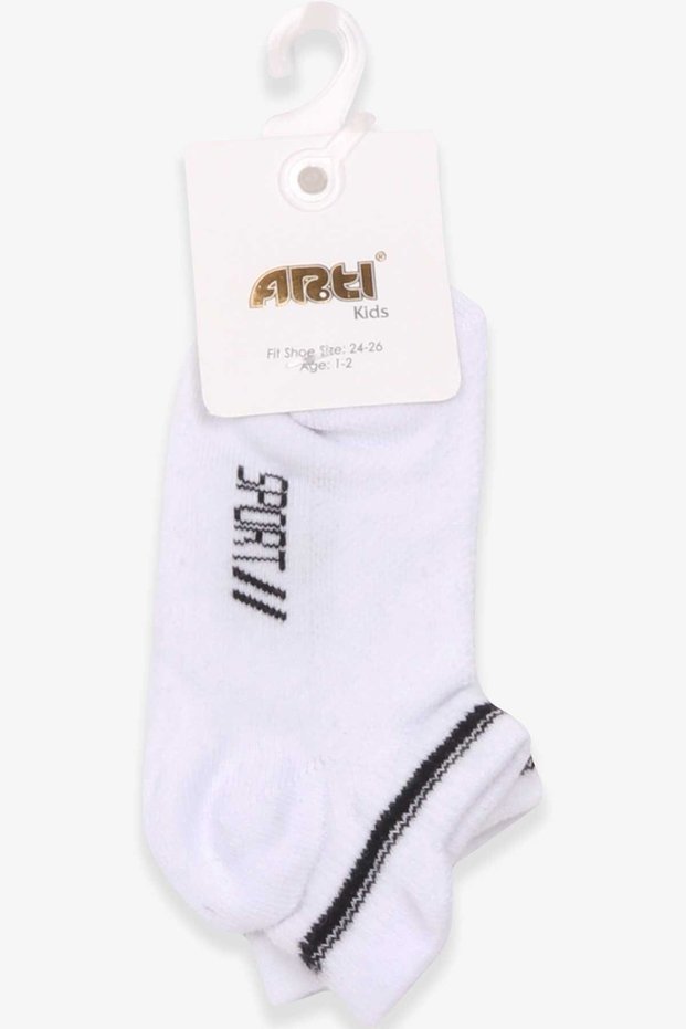 Boy's Sporty Booties Socks 1-2-13-14 Years, White