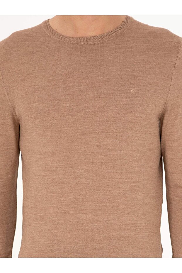 Camel Slim Fit Bisiklet Yaka Yün Karışımlı Basic Triko Kazak 50293301-VR015 - 6