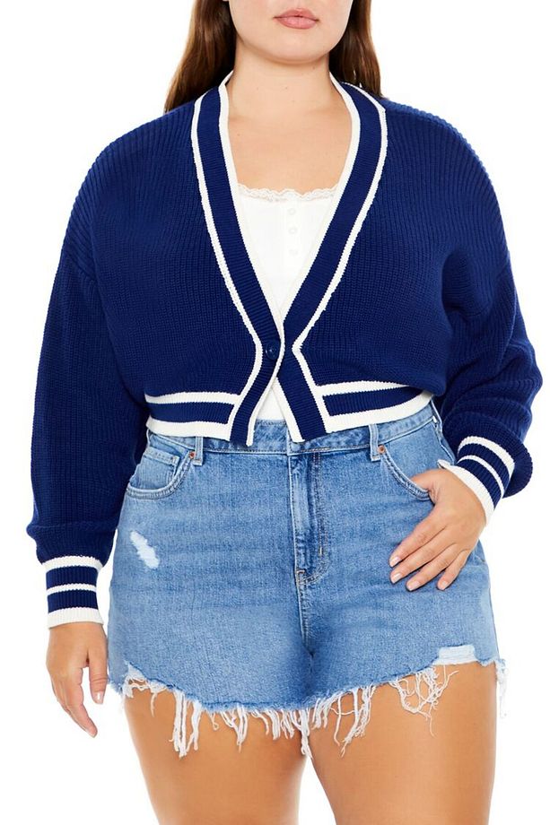 Plus Size Crop Hırka - 1