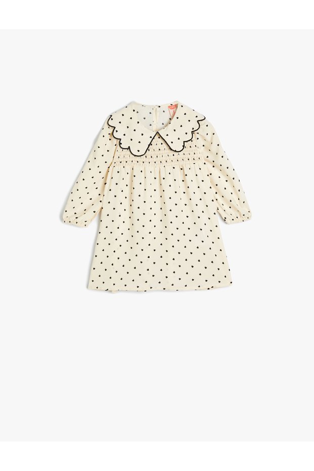 Viscose Dress Polka Dot Baby Collar Ruffle Long Sleeve