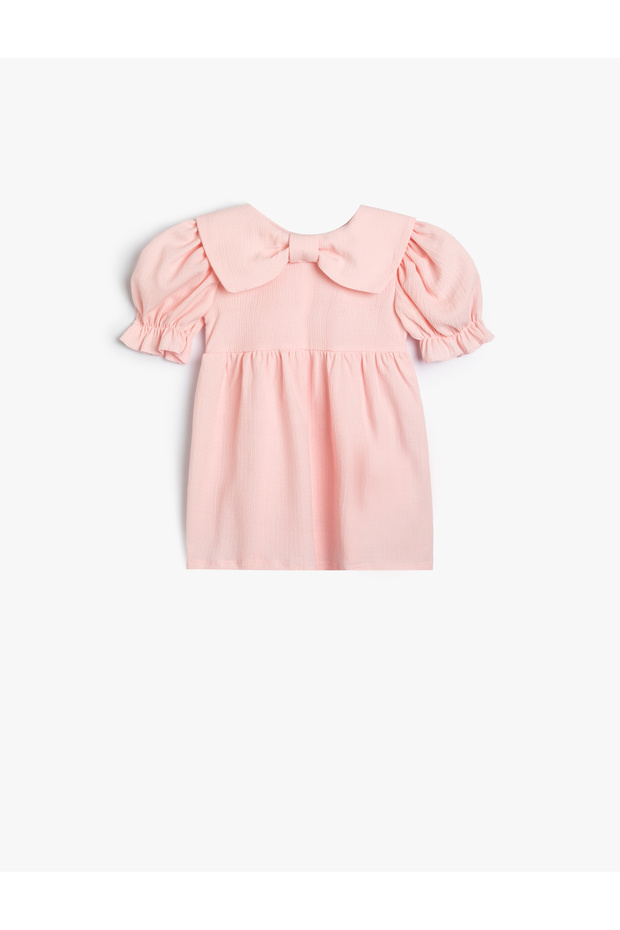 Balloon Sleeve Bow Baby Collar Dress