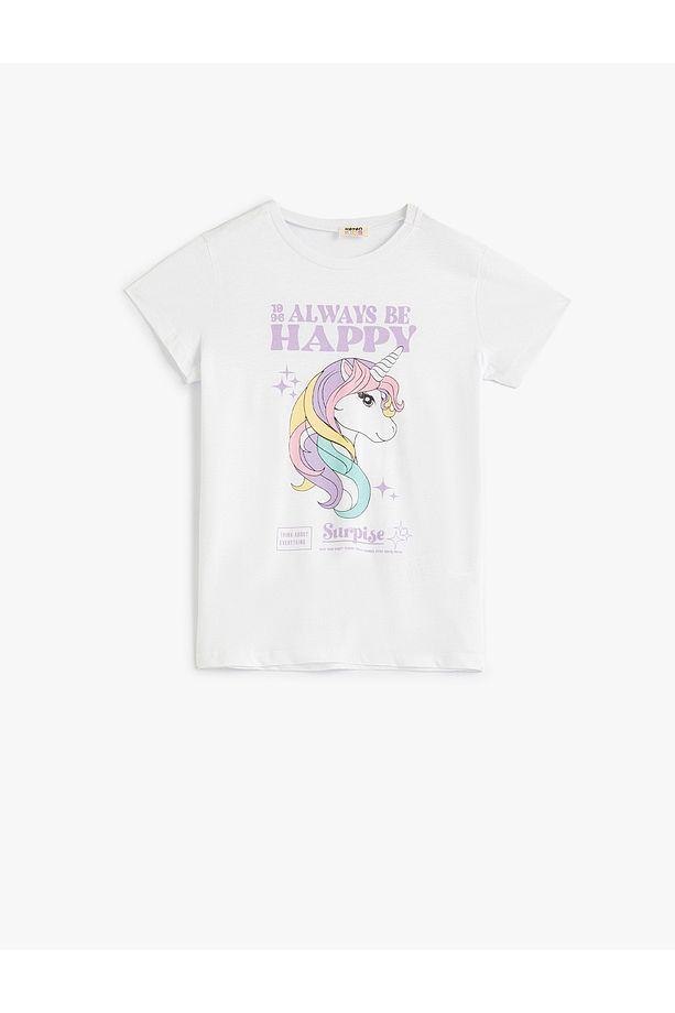 Unicorn Tişört Kısa Kollu Bisiklet Yaka Pamuklu - 1