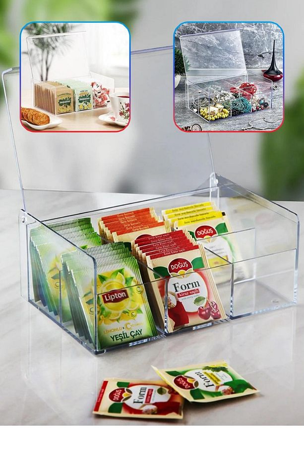 6 Bölmeli Çay kutusu , Poşet Çay Kutusu , Sallama Çay kutusu , Takı kutusu - 1