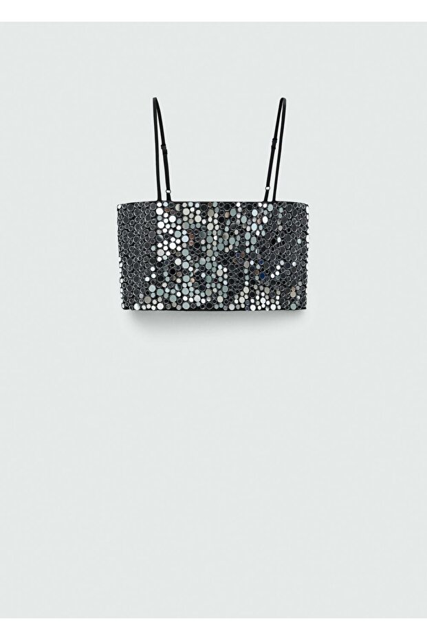 Kristal taşlı kısa bluz - 3