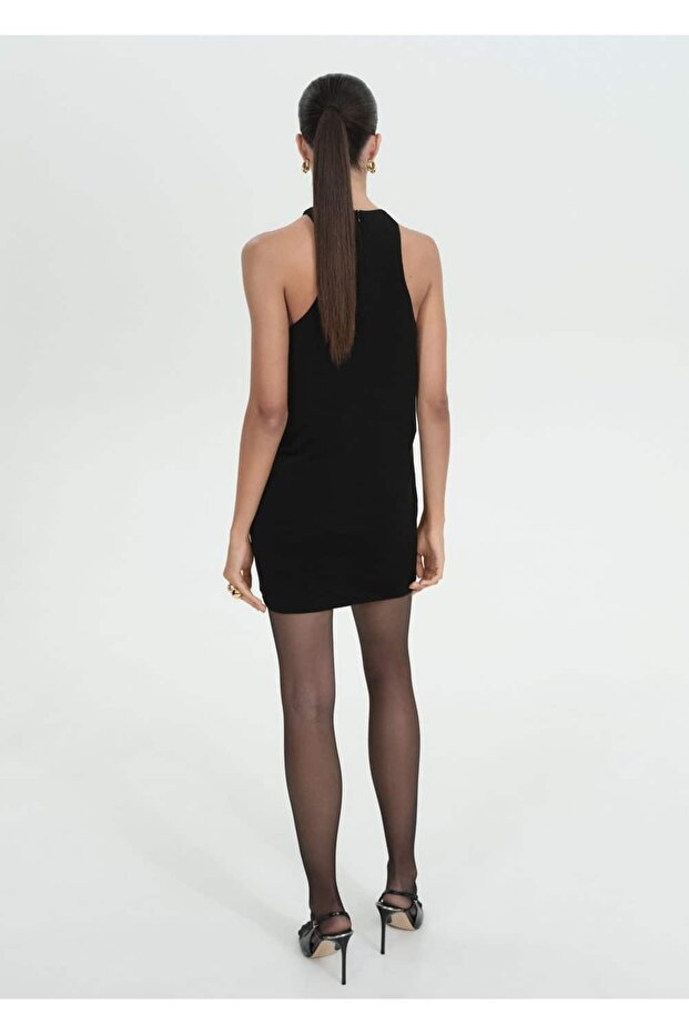 Yanı yırtmaçlı kısa elbise - 4