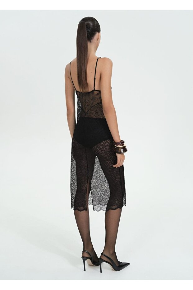 Güpür saten elbise - 4