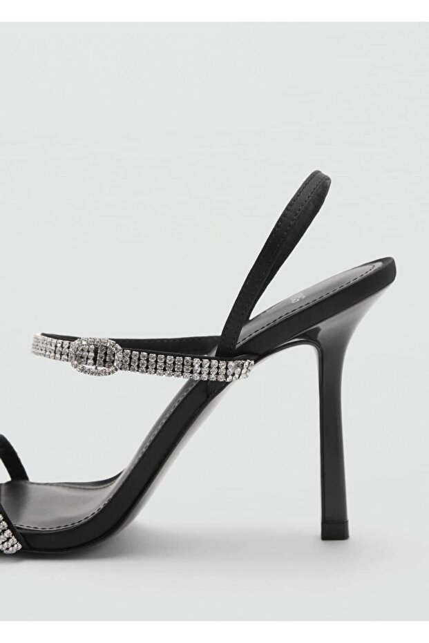 Strass Taşlı Topuklu Sandalet - 4