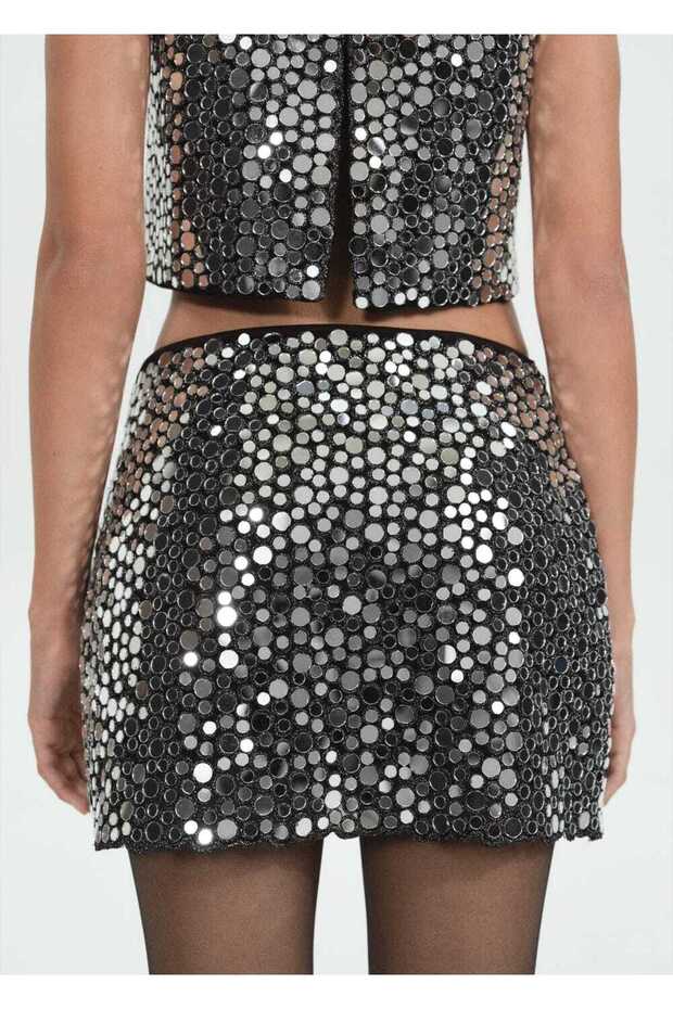 Payetli mini etek - 4