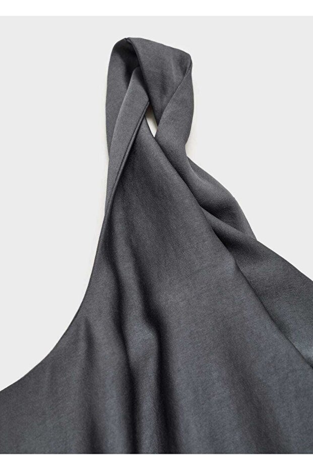 Drape yaka asimetrik bluz - 8