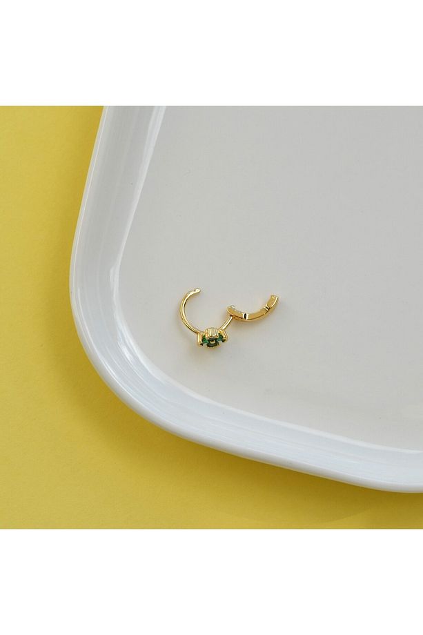 Yeşil Renk Çiçek Halka Piercing Helix Kıkırdak Forward Helix Piercing - 5