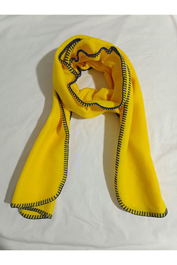 Fan Scarf Yellow Navy Blue Fleece Scarf