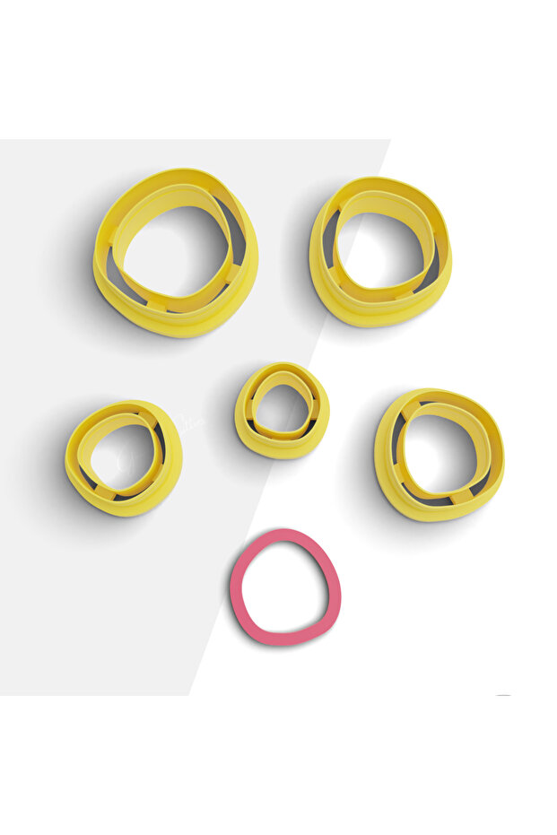 Thin Round Organic Shape Polymer Clay Mold, Earring Mold, Clay Cutter, 5 Sizes, No: 893