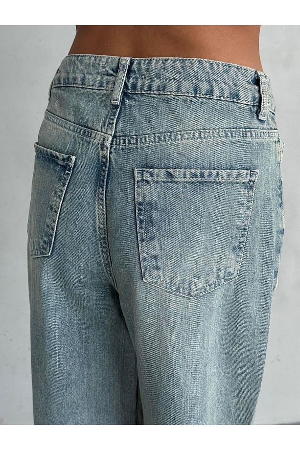 Açik Mavi Yüksek Bel Wide Leg Jean - 6