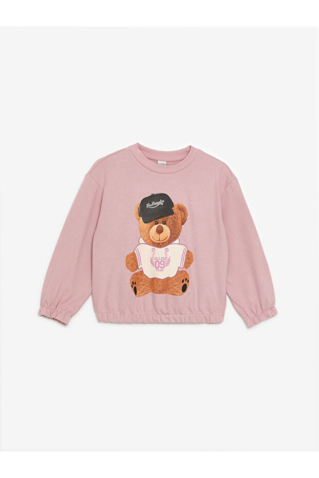 Lcw Crew Neck Printed Long Sleeve Girls' Sweatshirt